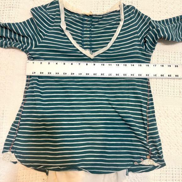 Anthropologie Meadow Rue medium lace back striped top TLS2 2886 - Picture 2 of 10